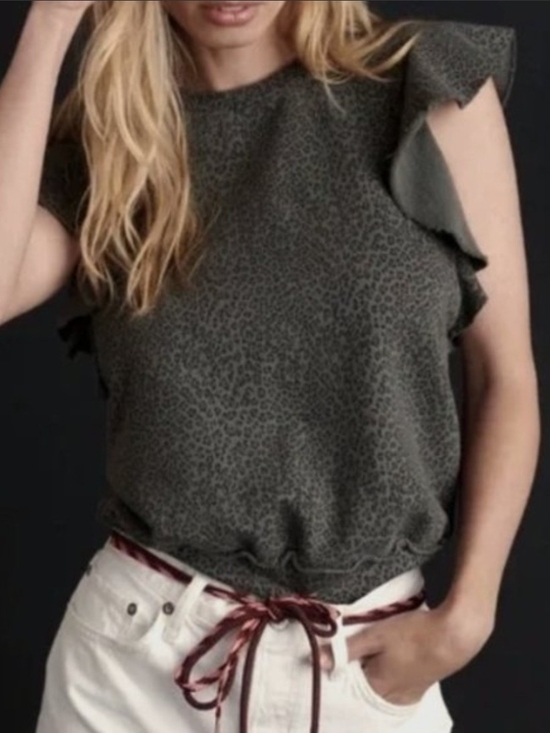 Anthropologie Tops - Anthropologie T.La Olive Leopard Ruffle Sleeve Tank